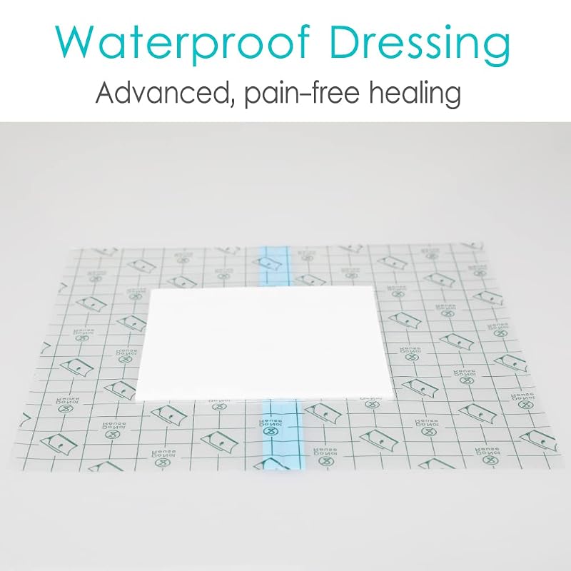Waterproof Shower Cover with Non-Stick Center Pad (6x6 inch, Pack of 25) for Post-Surgery Wounds