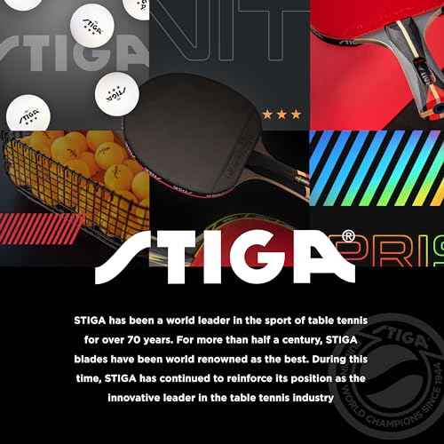 STIGA Prism LED Ping Pong Paddle - 5 LED Color Cycles - Color Gradient Mode - Includes 3 Glow-in-The-Dark Balls - 1.5mm Sponge with Smooth Rubber - Silicone Grip for Max Control