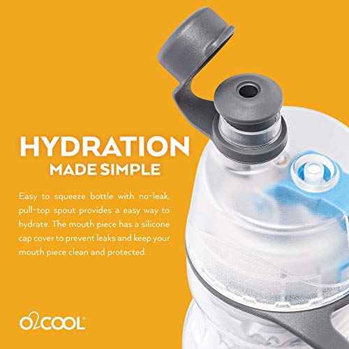 O2COOL Mist 'N Sip Misting Water Bottle 2-in-1 Mist And Sip Function With No Leak Pull Top Spout Reusable Sports Water Bottle - 20 oz (Basketball)