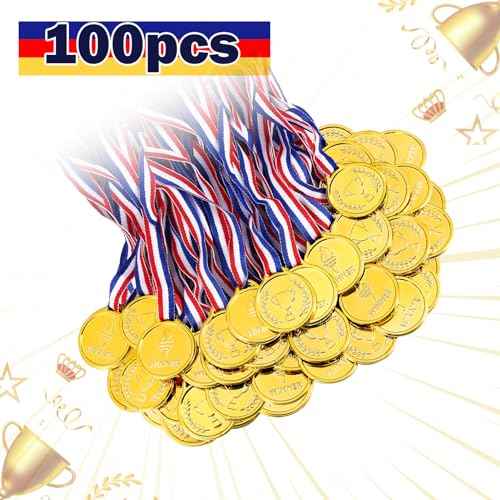 Caydo Gold Medals for Kids Medals for Awards Plastic Winner Award Medals for Kids(24PCS/100PCS)