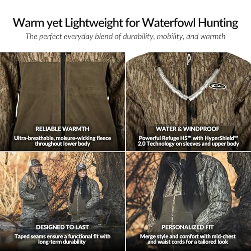 Drake Waterfowl Women's Eqwaderplus Full Zip, Mossy Oak Bottomland, Medium
