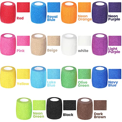 Self Adhesive Vet Wrap Bandages Set - 15 Colors for Horses, Sports & Pets