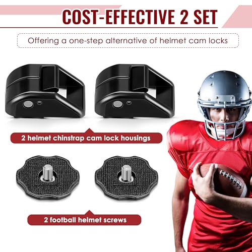 Football Chin Strap Cam Lock Housing & Thumb Screws Set - Compatible with Riddell SpeedFlex