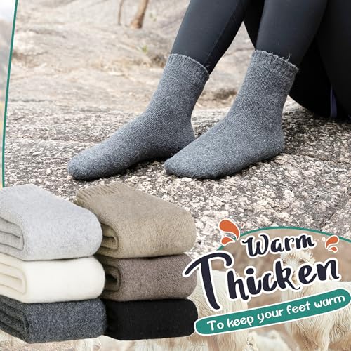 Kids Merino Wool Thermal Socks 6 Pairs - Solid Color, 8-12 Years