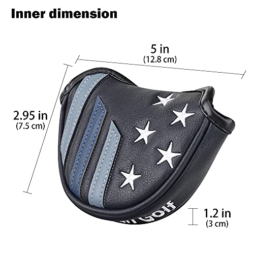 Craftsman Golf Blue Strips Stars Mallet Mid Mallet Putter Head Cover - Heel Shaft
