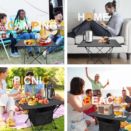 Black 27 Inch Ultralight Foldable Camping Side Table with Carry Bag