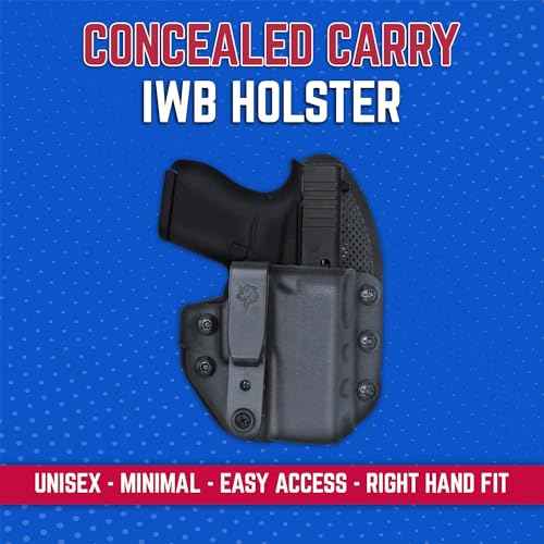 DeSantis Uni-Tuk Gun Holster, Built-in Spur, Fits 43, 43X, 43X MOS with or Without RED DOT Sight, IWB Holster, Adjustable and Tuckable 360-C Clip, Right Fitment, Black