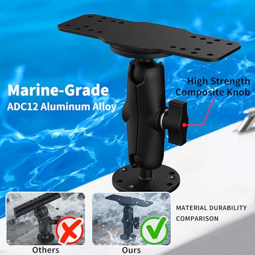Aluminum Alloy Fish Finder Mount with Dual Plate & 360° Rotation for Marine Electronics