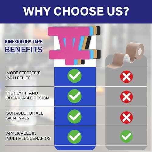 12 PCS Kinesiology Tape for Shoulder,Shoulder Pain Relief Tape, Original Cotton Knee Pain Relief Tape, Flexible and Durable Athletic Tape for Pain Support and Muscle Movement