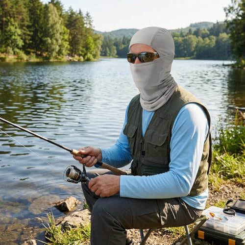 Grey Summer Balaclava Sun UV Protection Face Mask - Breathable & Cooling
