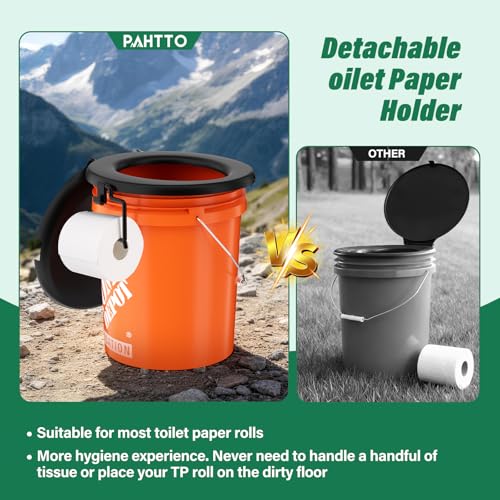 Black Portable Toilet Seat for 5 Gallon Buckets Camping Hiking Outdoor