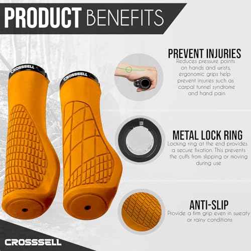 Ergonomic Bike Grips - Handlebar Grips for Mountain Bikes, Non-Slip Lock-On Grips