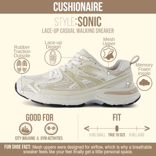 Women's Casual Cushionaire Sonic Walking Sneakers - Natural Variation
