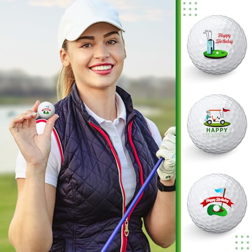 Birthday Themed Golf Balls Set - 3 Durable Golf Gifts for Men & Golf Lovers