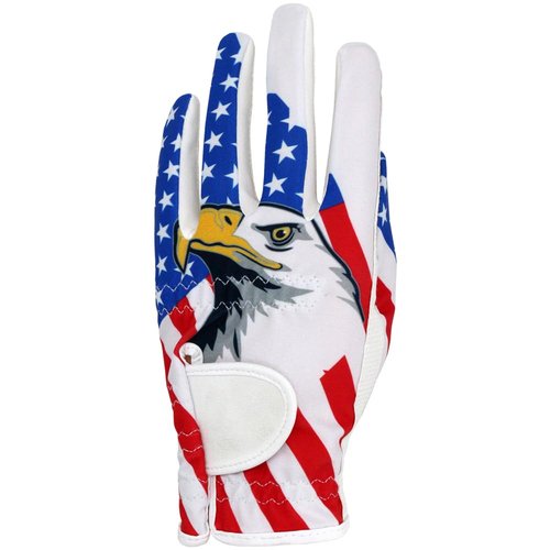 GOLTERS Golf Gloves for Men and Women Left Hand for Right Handed Golfer Eagle Printing Lycra Fiber Adjustable Closure Golf Glove (Men's Eagle Golf Gloves, Large)