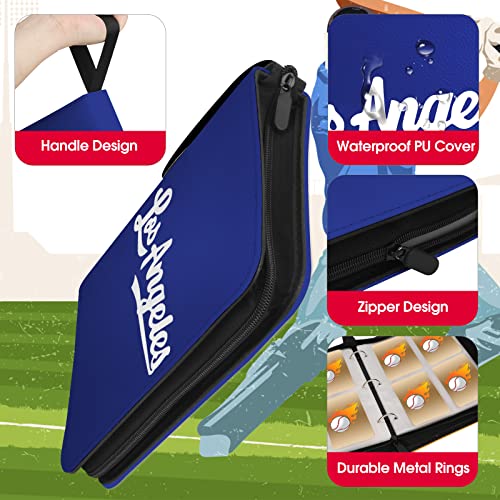 Baseball Card Binder With Sleeves 400 Pocket, Los Angeles Card Holder for Trading Cards, Collector Album Sports 3 Ring Binder Storage Book Folder Organizer for Kids Gift