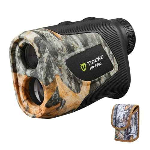 TIDEWE Hunting Rangefinder with Rechargeable Battery, 700/1000Y Camo Laser Range Finder 6X Magnification, Distance/Angle/Speed/Scan Multi Functional Water-Resistant Rangefinder with Case