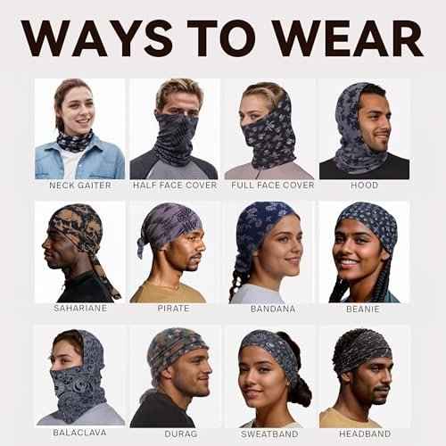 9-Pack Balaclava Face Mask for Men & Women - UV Protection Neck Gaiter, Multi-Use Cycling Mask & Breathable Headband