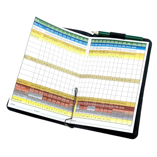 Golf Scorecard & Yardage Book Holder - Genuine Leather, Black