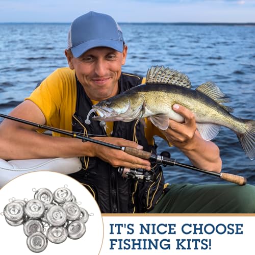 18 Pack Fishing Sinkers No Roll Disc Weights for Surf & Lake Fishing