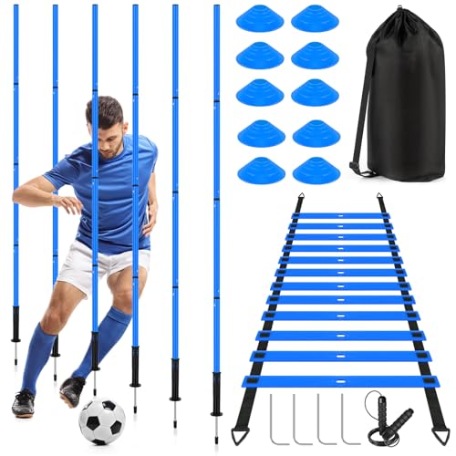 Blue Agility Speed Training Ladder for Soccer & Sports Drills - 20ft