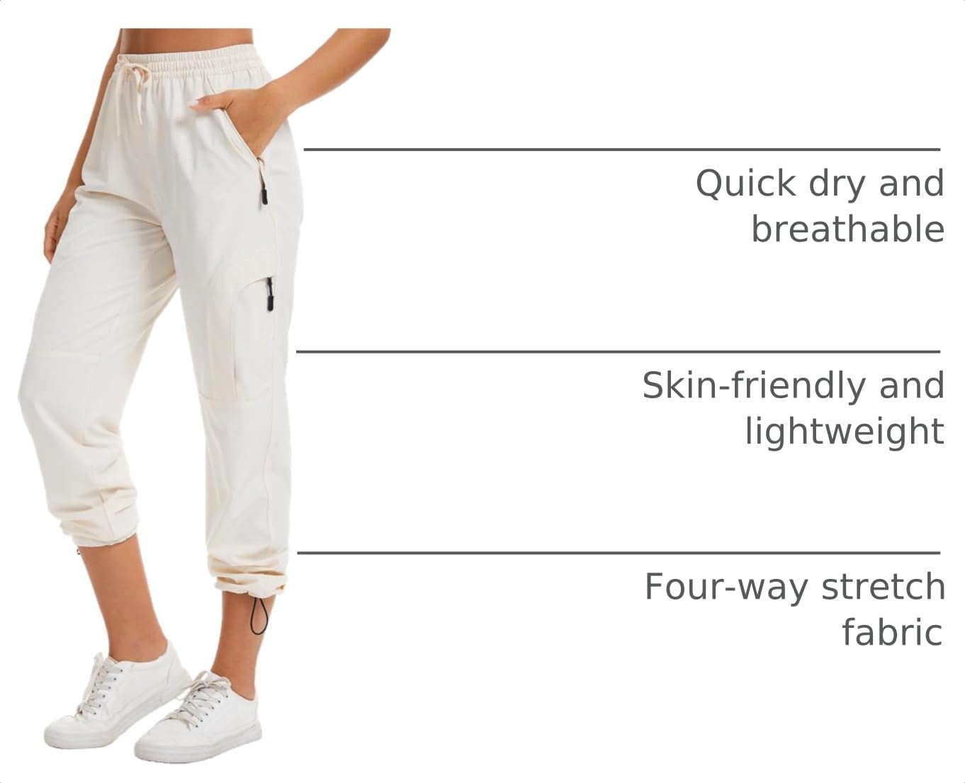 Toomett Women's Hiking Cargo Pants Quick Dry UPF50+ Outdoor Pants for Women Fishing Safari Travel Pants with Pockets,6608,Light Beige,S