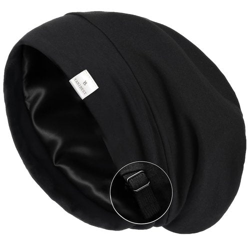 YANIBEST Silk Satin Bonnet Hair Wrap for Sleeping - Adjustable Stay on Silk Lined Slouchy Beanie Hat for Curly Hair and Braids