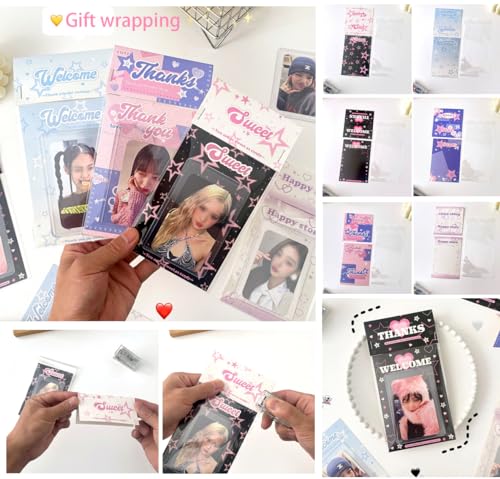 Kpop Photocard Holder Keychain Toploaders with Gift Sets, Holographic Card Sleeves & Stickers - Star II Variation