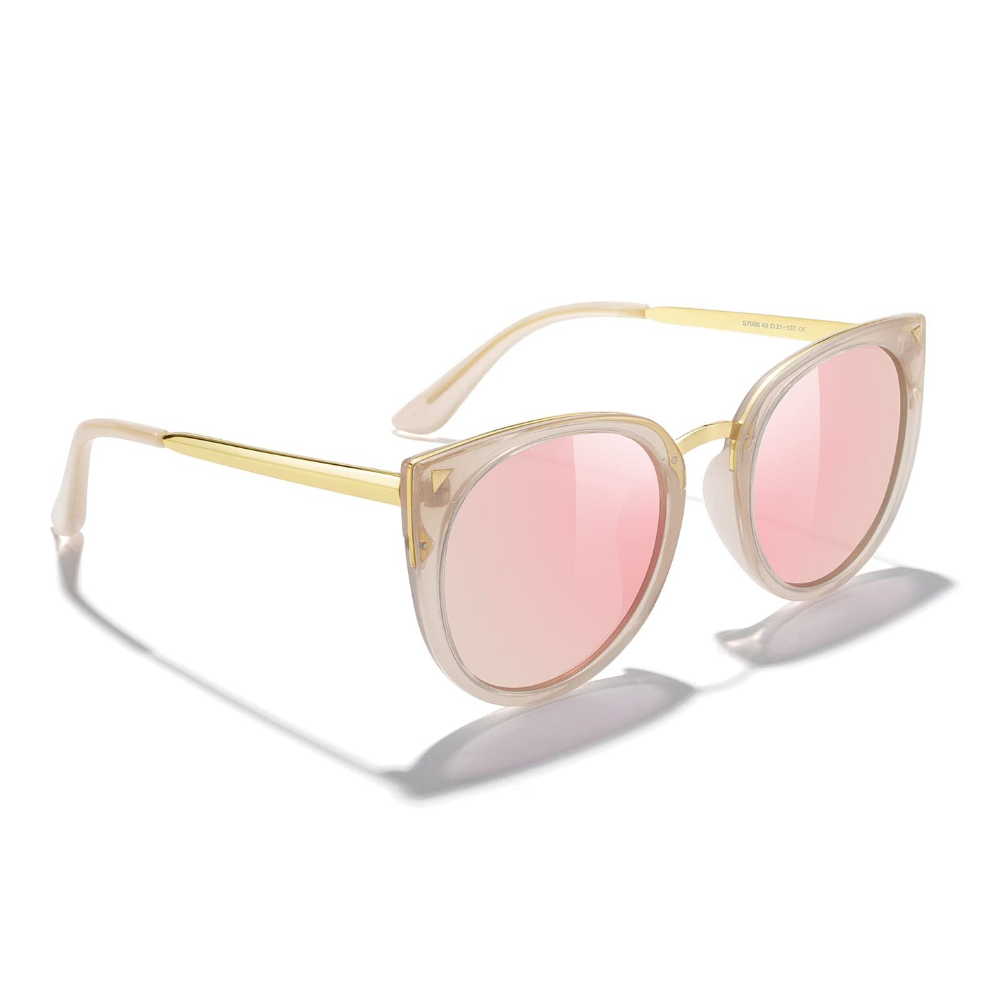 MERRY'S Girls Cat Eye Sunglasses for kids Children Polarized Sunglasses S7000 (Pink Mirror, 49)