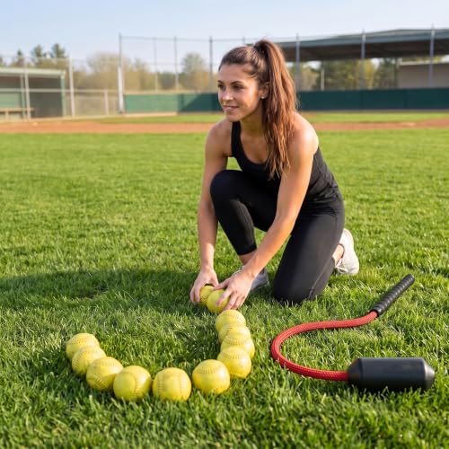 Red Rope Swing Bat Trainer for Baseball & Softball with 12 Training Balls