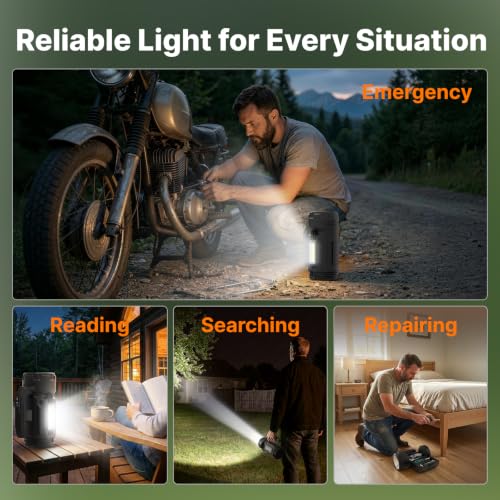 Rechargeable Camping Lantern with Multi-Tool Flashlight Gray/Black - 983LM