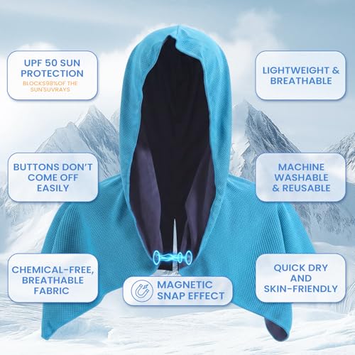Cooling Hoodie Towels for Neck and Face 3 Pack - Light Gray Blue White