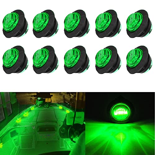 Green Waterproof Marine LED Lights 10 Pcs - Boat Interior & Navigation Deck Lamps