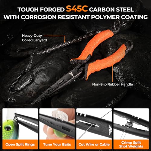 Fishing Tool Kit with Pliers, Fillet Knife, Scissors & Fish Gripper - 8 Pieces