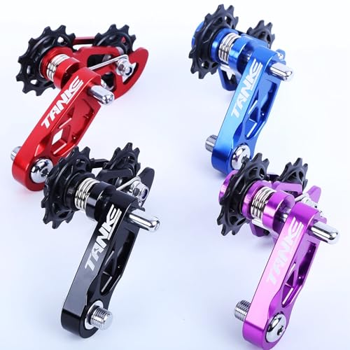 CooMeng Black Single-Speed Chain Tensioner with Dual Spring Guides for Bikes