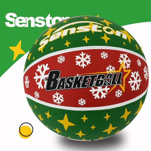 Outdoor Basketball Size 5/6/7 with Premium Grip and Pump - Red 27.5''