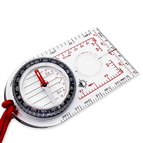 Ultralight Map Compass with Declination Scale for Hiking & Survival Navigation