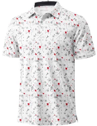 Mens Golf Shirt Short Sleeve Dry Fit Performance Polo Large White