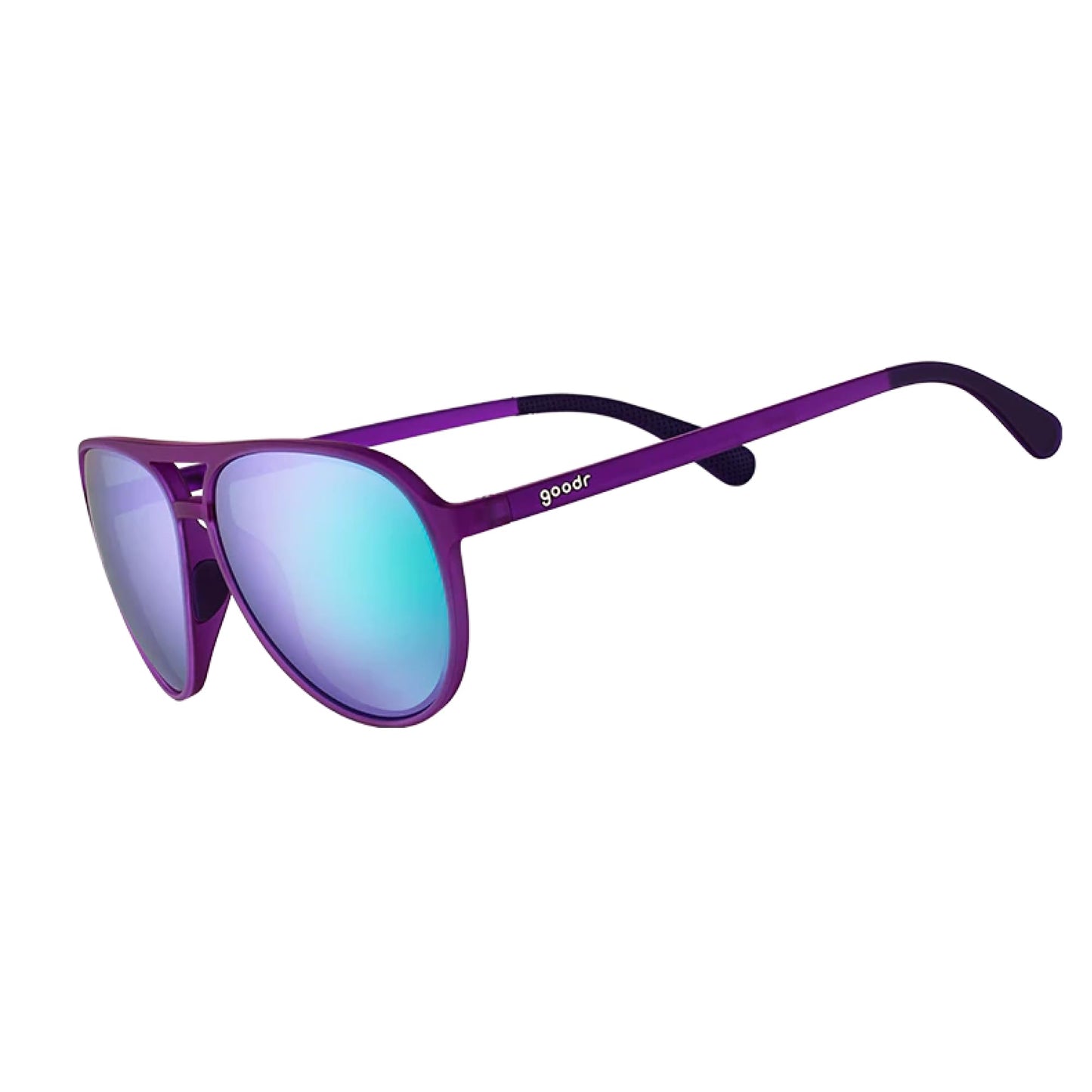 goodr It's Octopuses, Not Octopi Polarized Aviator Sunglasses, Large Sized (Mach G), Puple Frame with Green Mirrored Reflective Lenses, UV400 Protection, No Slip, No Bounce