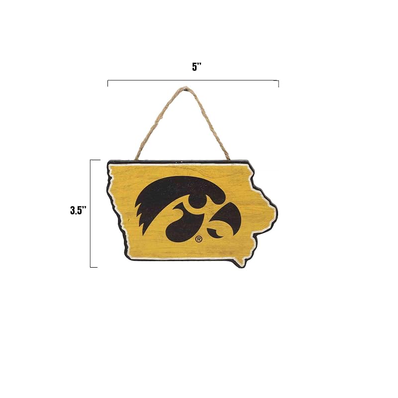 University of Iowa Shaped Hanging Wood Wall Decor - Black/Gold