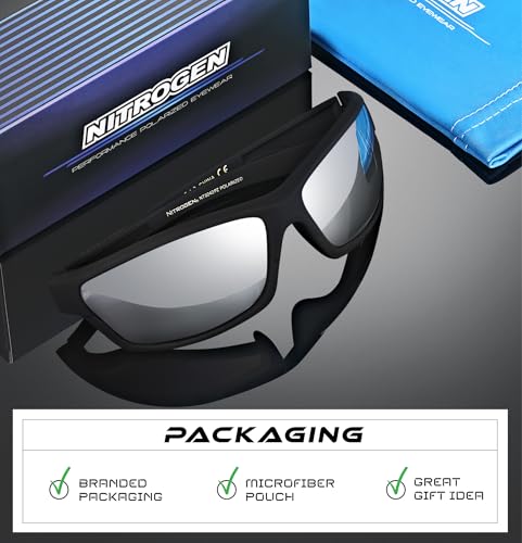 Polarized Wrap Around Sports Sunglasses UV400 Protection Matte Black Silver Mirror