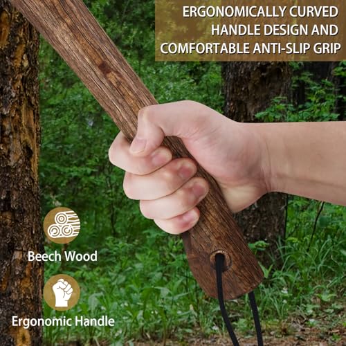 14.4-Inch Camping Hatchet with Leather Sheath and Sharpening Stone - Multipurpose Axe