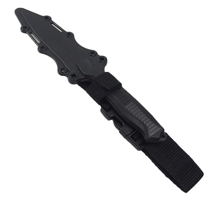 Tactical Rubber Trainer Knife Combat Bayonet with Scabbard/Sheath - 11.8in Black (Variation: 1pcs Rambo-Black)