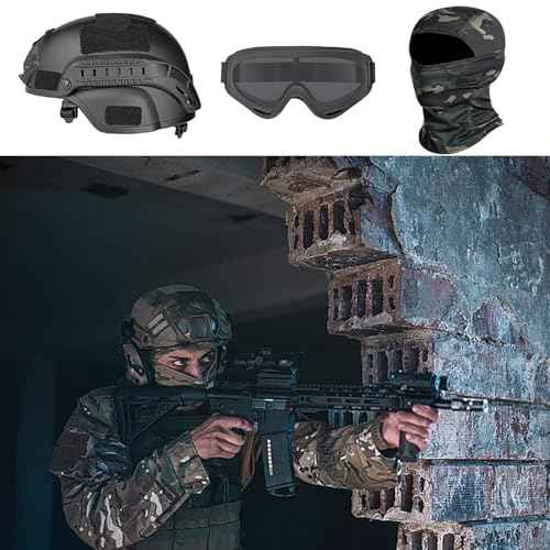 Airsoft Helmet,Black Tactical Helmet with Airsoft Accessories,Tactical Airsoft Gear