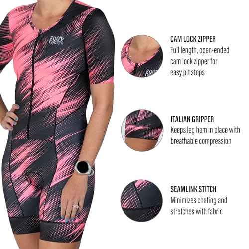 Zoot Women¡¯s LTD Tri Aero Fz Racesuit, Short Sleeve Aerodynamic Cycle Race Swim Bike Run Tri Suit with Pockets UPF 50+ Fabric