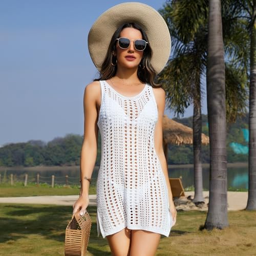 Premillow Women's Swimsuit Coverup - White, Medium, Beach Cover Up