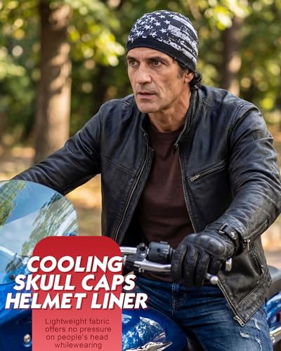 9 Pcs Cooling Skull Cap Liner for Men - Sweat-Wicking Cycling Headwear with Multicolor National Flag Variation