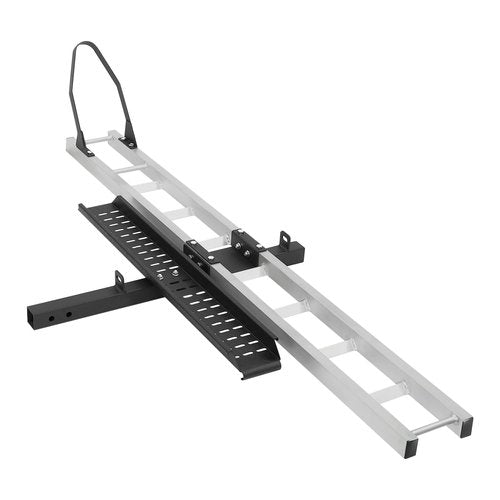 Aluminum Motorcycle Hitch Carrier, 400lbs Lifting Capacity Dirt Bikes Carrier with Crank Arm Brackets and Practical Straps, Heavy Duty Motorcycle Bracket with Straps Tire Limiter