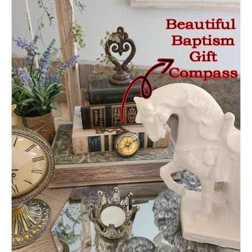 Trust in The Lord With All Your Heart - Proverbs 3:5-6 Quote Engraved Compass With Wooden Box, Greeting Card, Gift Compass, Graduation Day Gifts 2024 for Women Men Boys Girls