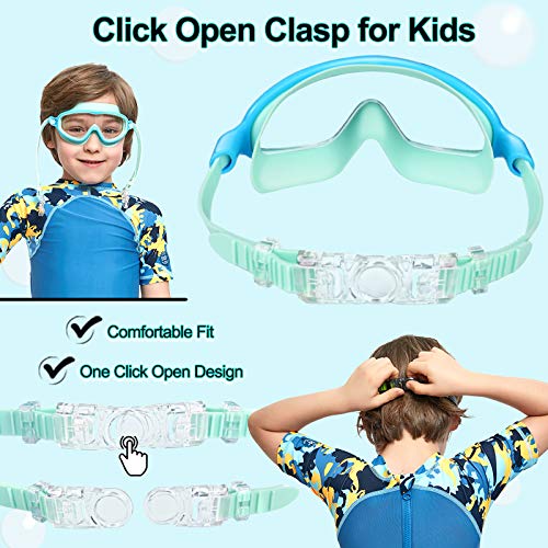 Seago Swim Goggles 2 Pack Anti-Fog Anti-UV Wide View Swimming Goggles for Kids 3-14